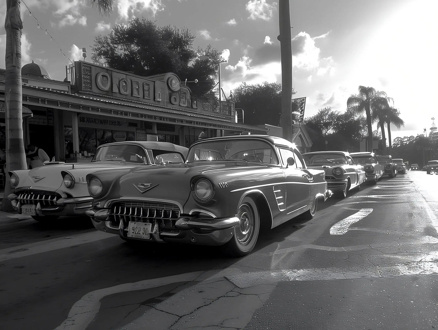 Tableau Voitures Anciennes Cubaines Noir et Blanc - #tag1# - #tag2#