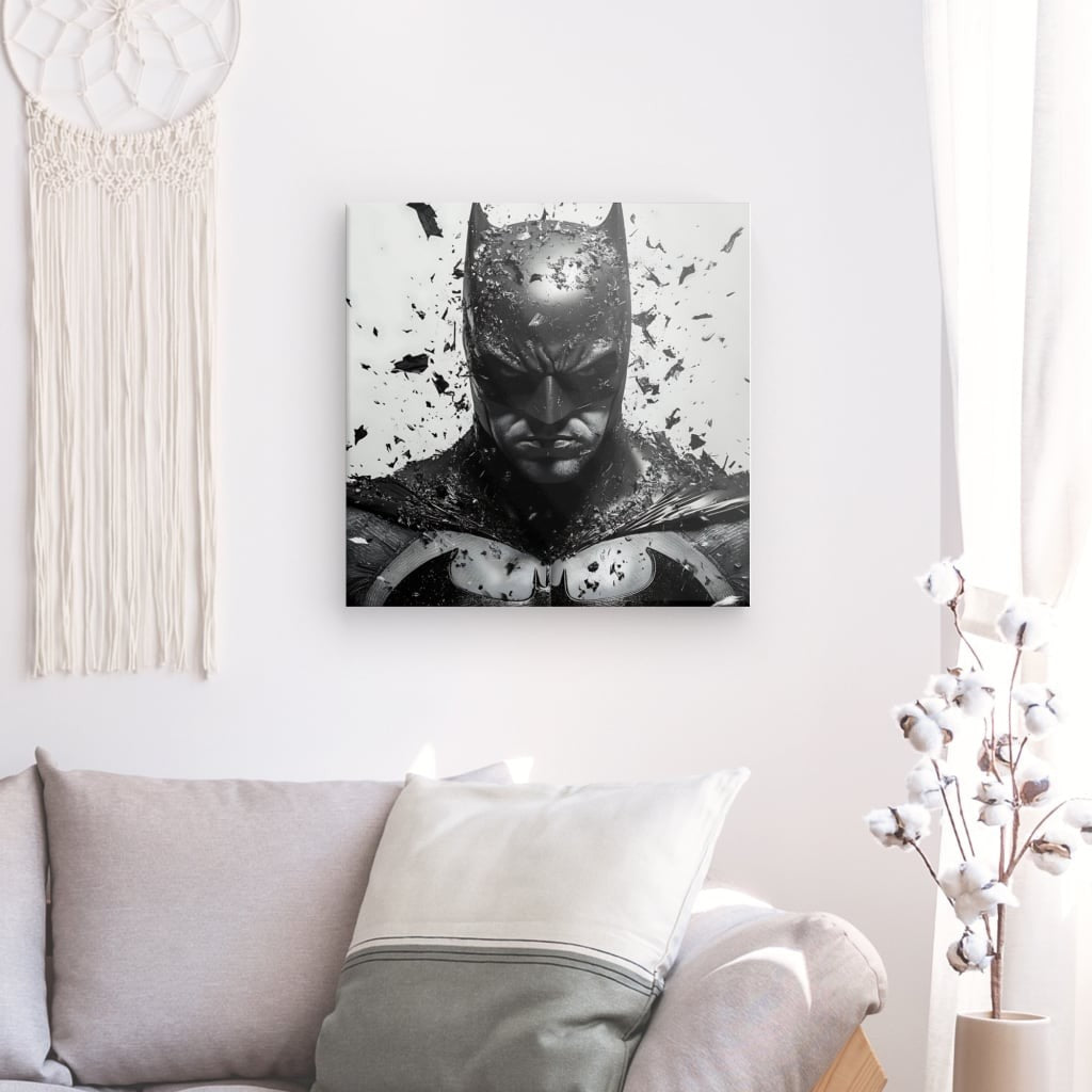 Tableau Batman face sombre portrait noir et blanc Univers Noir et Blanc