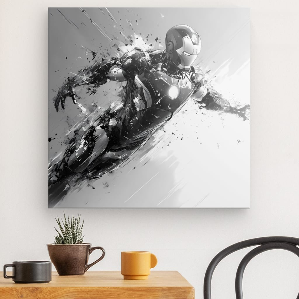 Tableau Iron Man carré noir et blanc Univers Noir et Blanc