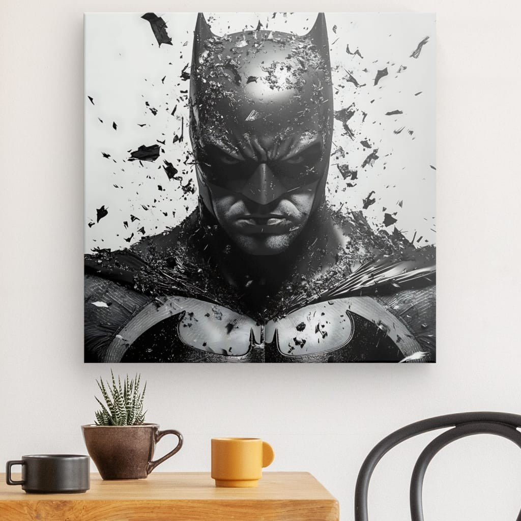 Tableau Batman face sombre portrait noir et blanc Univers Noir et Blanc