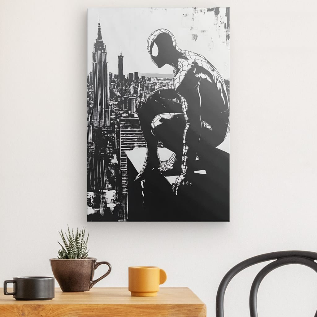 Tableau Design Spiderman Buildings Noir et Blanc Univers Noir et Blanc