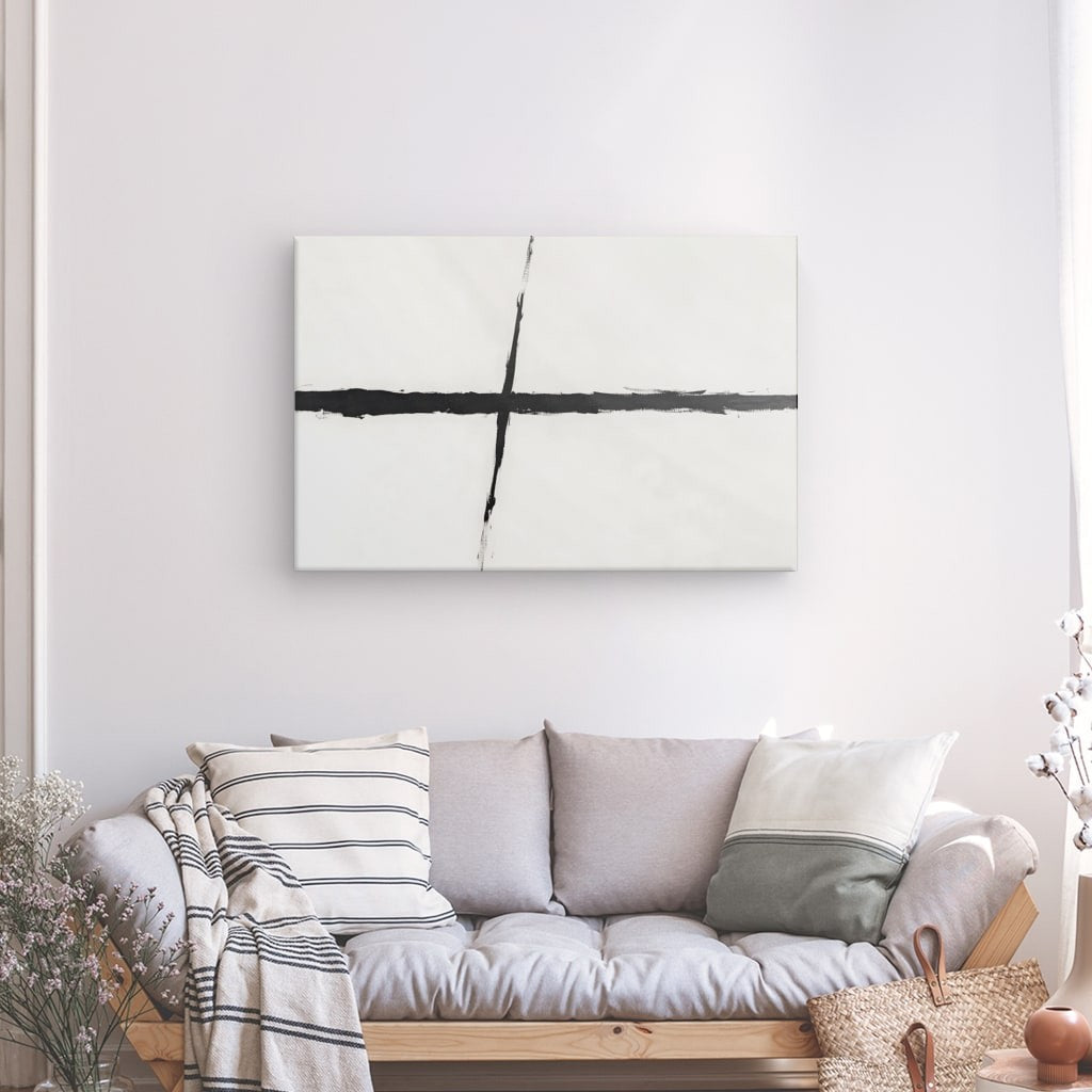 Tableau moderne design minimaliste traits noirs Univers Noir et Blanc