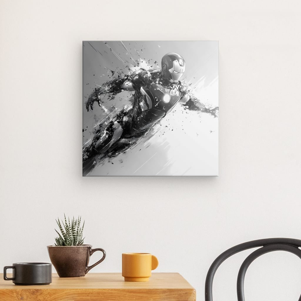 Tableau Iron Man carré noir et blanc Univers Noir et Blanc