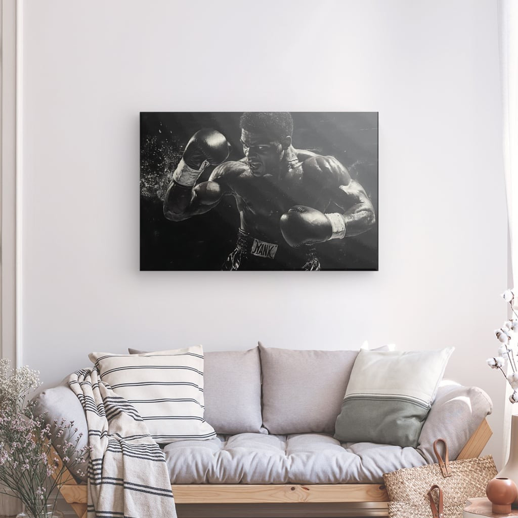 Tableau boxeur uppercut noir et blanc Univers Noir et Blanc