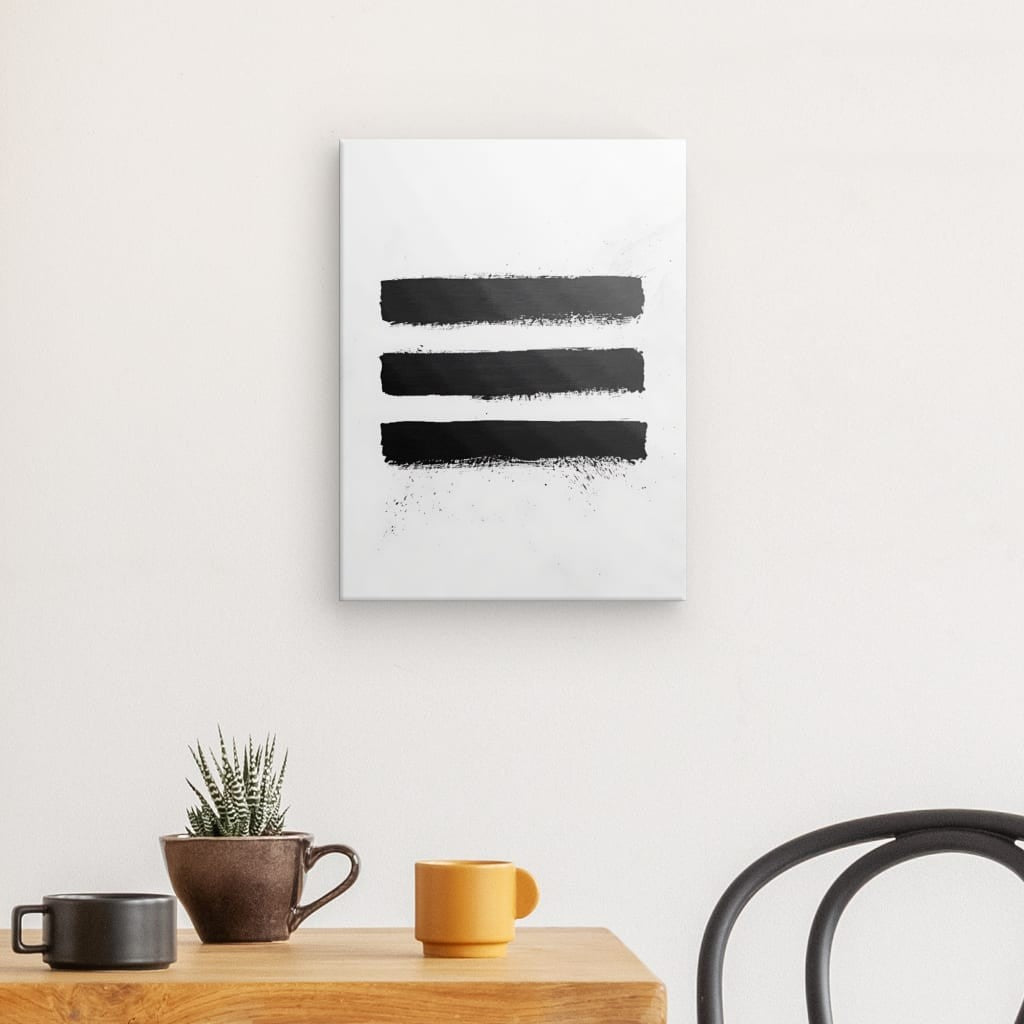 Tableau minimaliste traits de peinture noirs fond blanc
