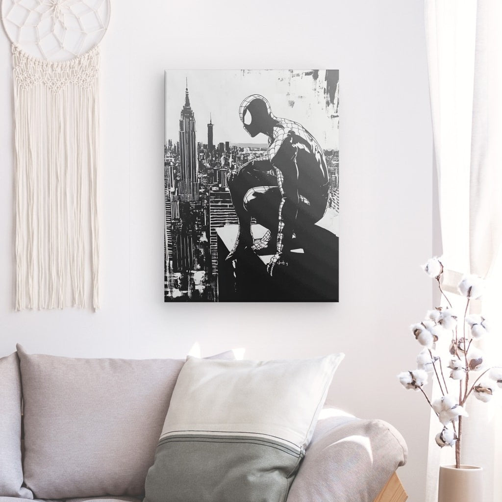 Tableau Design Spiderman Buildings Noir et Blanc Univers Noir et Blanc