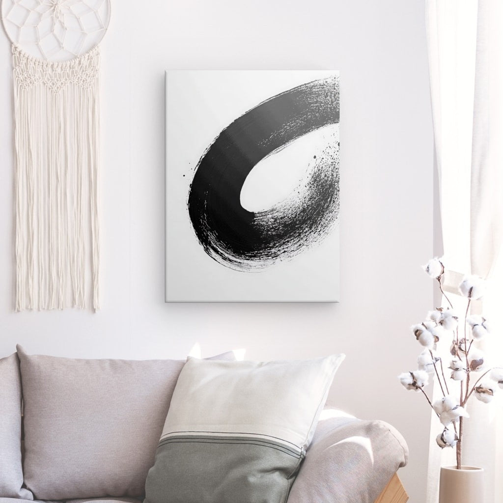 Tableau cercle noir minimaliste Univers Noir et Blanc