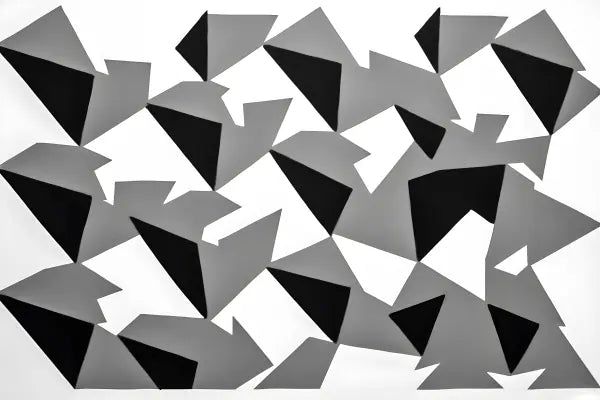 Tableau Formes Géométriques Noir et Blanc Art Abstrait Minimaliste Triangles Modernes - #tag1# - #tag2#