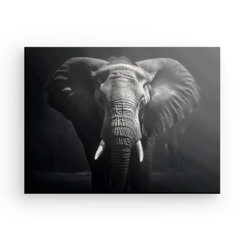 Tableau Elephant Savane Portrait Noir et Blanc Sauvage - #tag1# - #tag2#