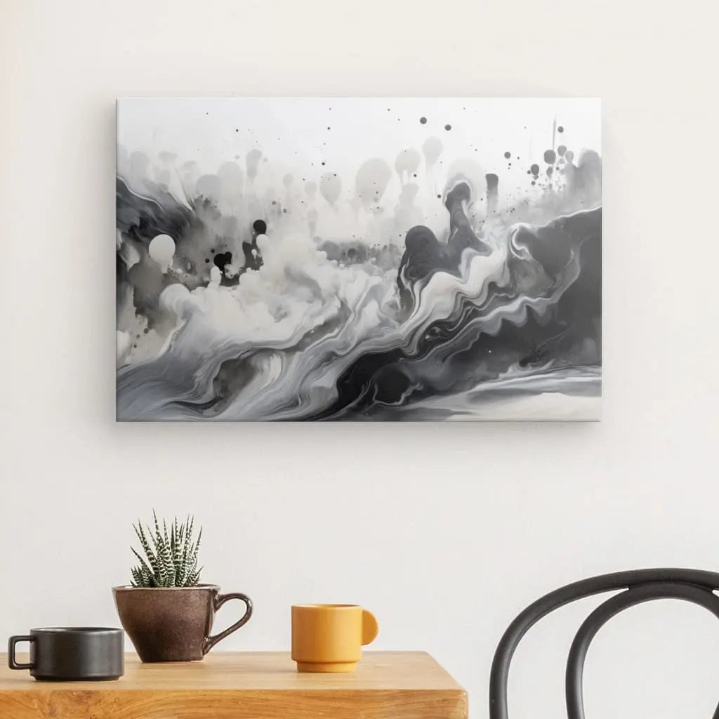 Tableau Abstrait Nuances de Gris Design Noir et Blanc Univers