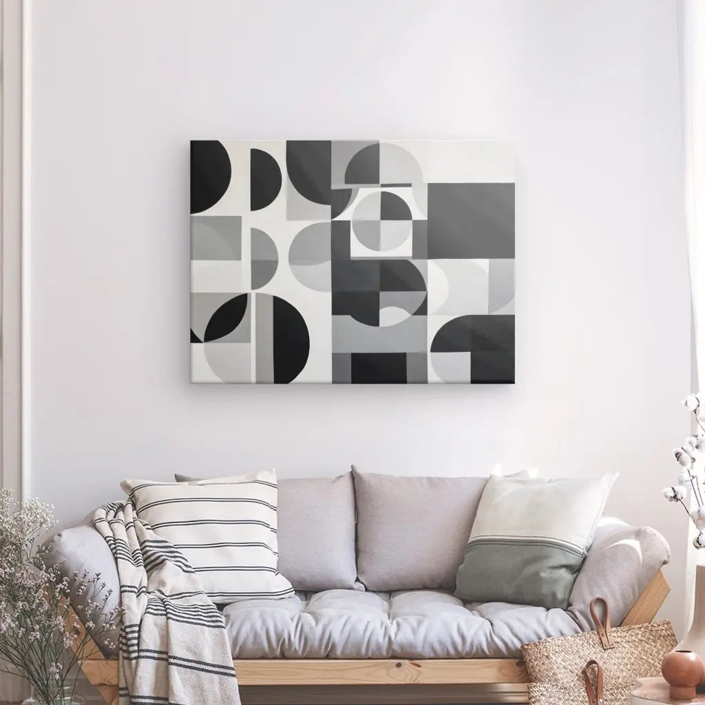 Tableau Formes Géométriques Noir et Blanc Design Moderne Contemporain - #tag1# - #tag2#