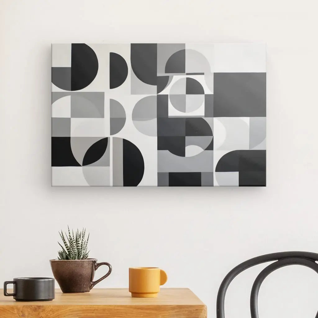 Tableau Formes Géométriques Noir et Blanc Design Moderne Contemporain - #tag1# - #tag2#