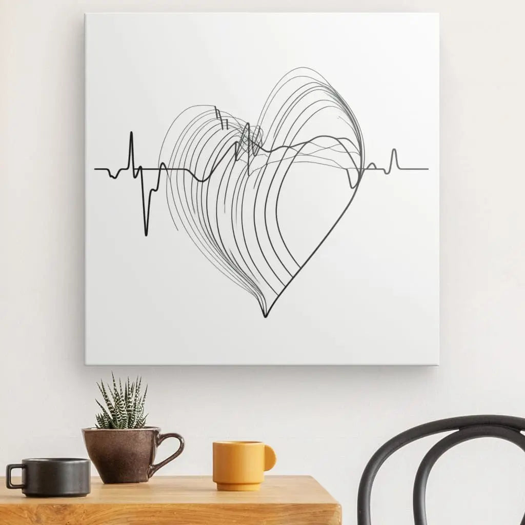 Tableau Coeur Abstrait Noir et Blanc Design Minimaliste - #tag1# - #tag2#