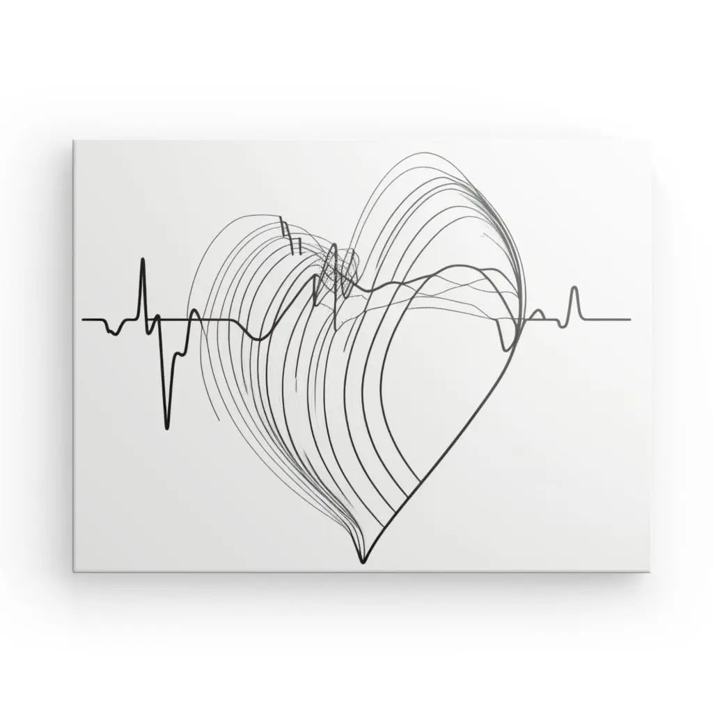 Tableau Coeur Abstrait Noir et Blanc Design Minimaliste - #tag1# - #tag2#