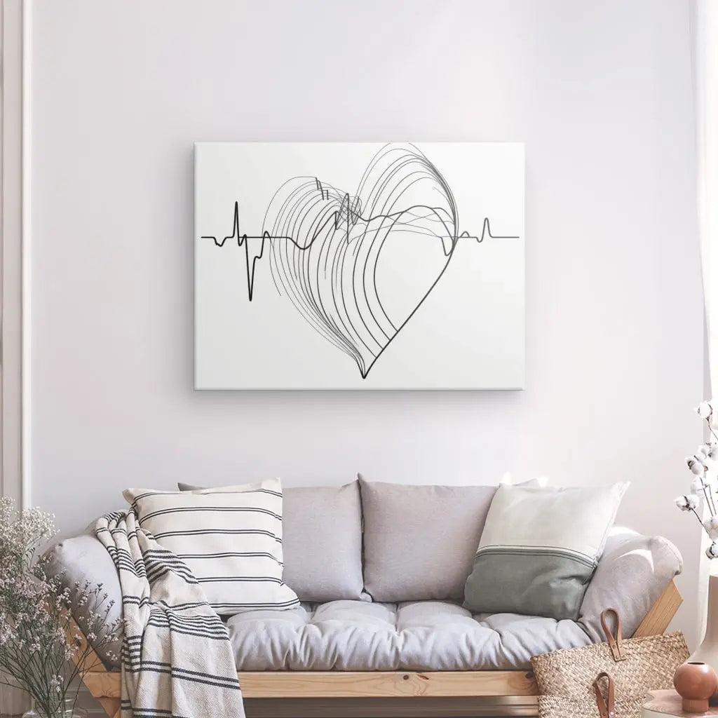 Tableau Coeur Abstrait Noir et Blanc Design Minimaliste - #tag1# - #tag2#
