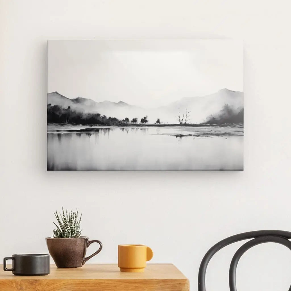 Tableau Peinture Paysage Nature Onirique Noir et Blanc Univers