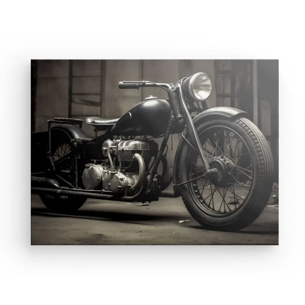 Tableau Moto Rétro Vintage Noir et Blanc - #tag1# - #tag2#