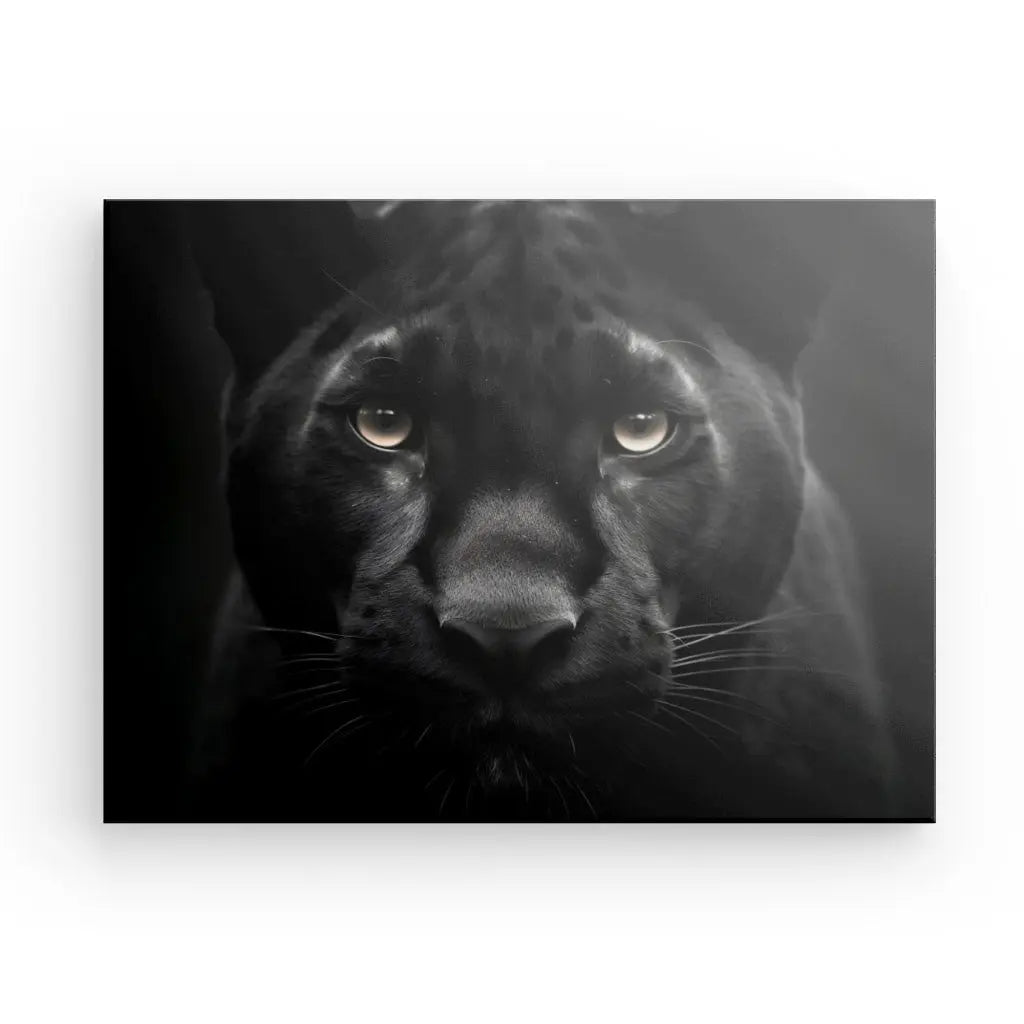 Tableau Panthère Noire Regard Percant Portrait Animal Sauvage Noir et Blanc - #tag1# - #tag2#
