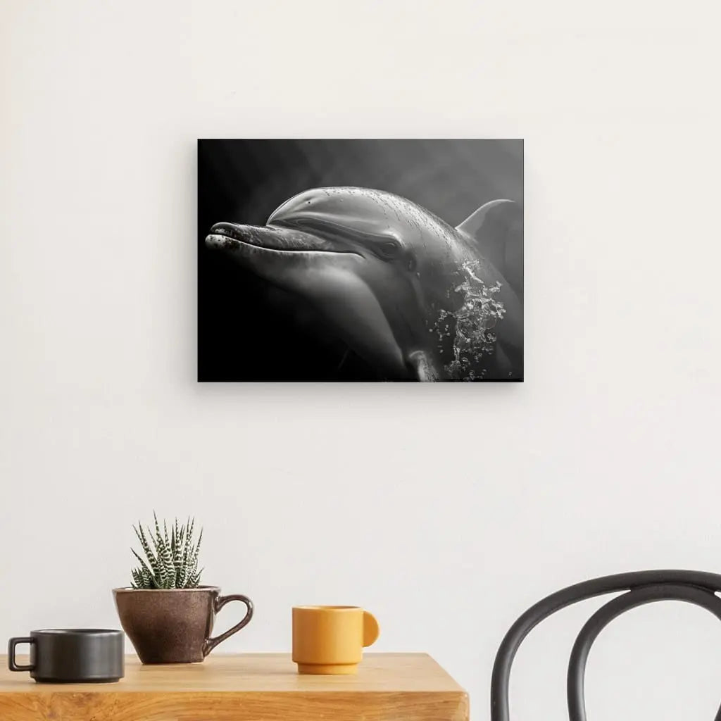 Tableau Portrait Dauphin Noir et Blanc - #tag1# - #tag2#
