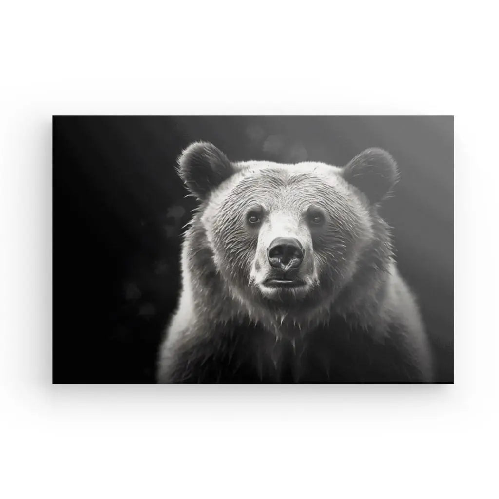 Tableau Portrait Ours Nature Sauvage Noir et Blanc - #tag1# - #tag2#