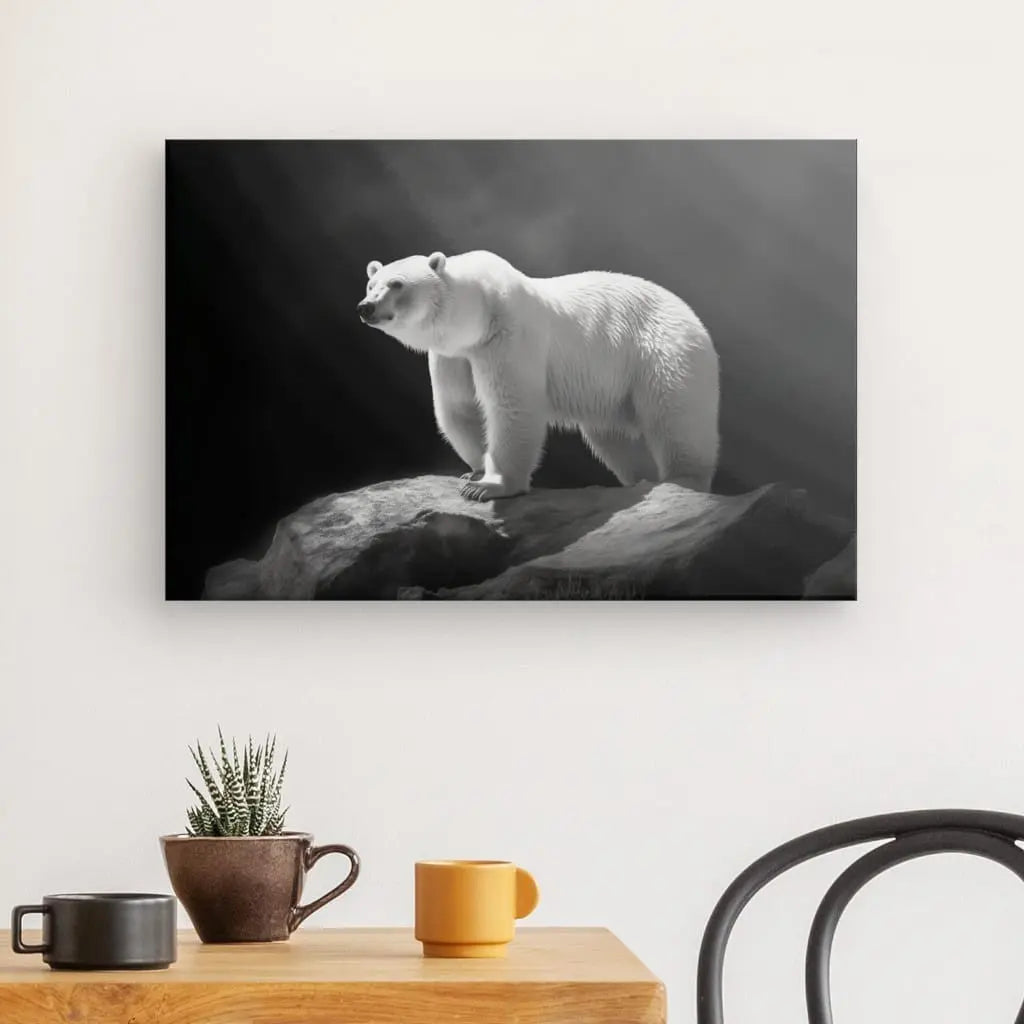 Tableau Ours Polaire Banquise Photo Noir et Blanc - #tag1# - #tag2#