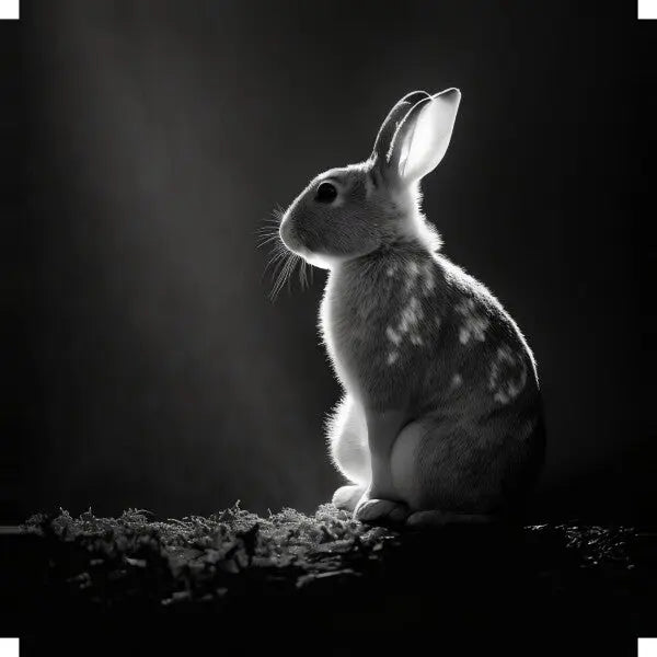 Tableau Lapin Campagne Nature Animal Noir et Blanc - #tag1# - #tag2#
