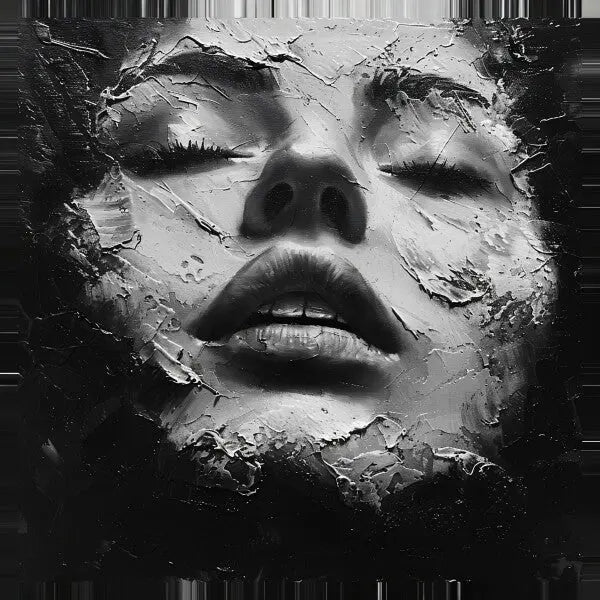Tableau Visage Craquelé Peinture Noir et Blanc - #tag1# - #tag2#