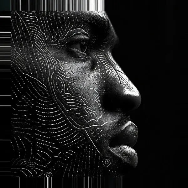 Tableau Profil Moderne Homme Noir et Blanc - #tag1# - #tag2#