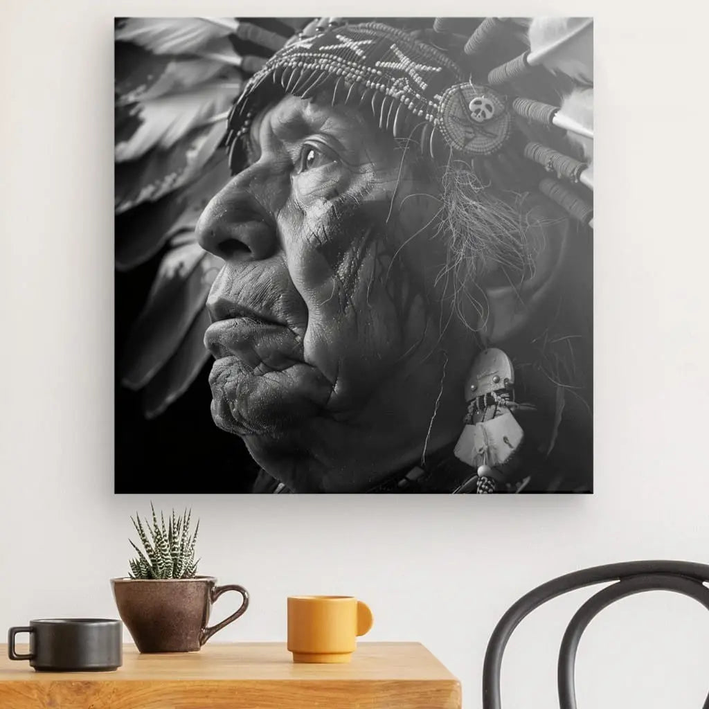 Tableau Indien Géronimo Noir et Blanc - #tag1# - #tag2#