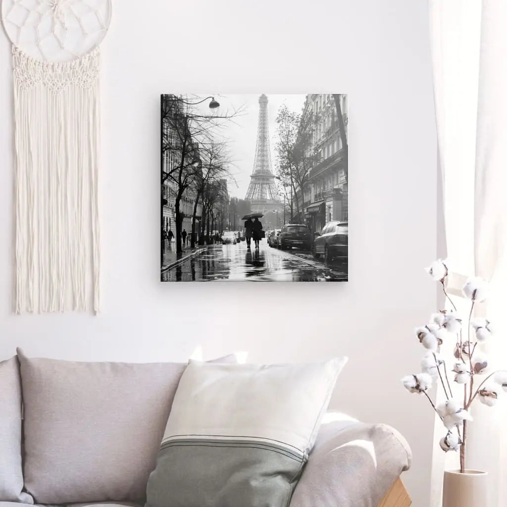 Tableau Paris Tour Eiffel Photo Rue Noir et Blanc - #tag1# - #tag2#