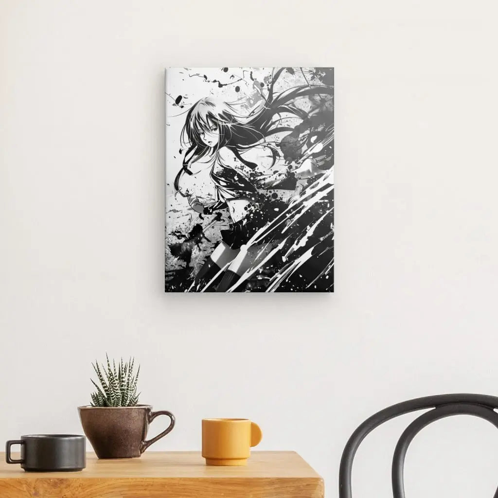 Tableau Manga Femme Anime Noir et Blanc - #tag1# - #tag2#