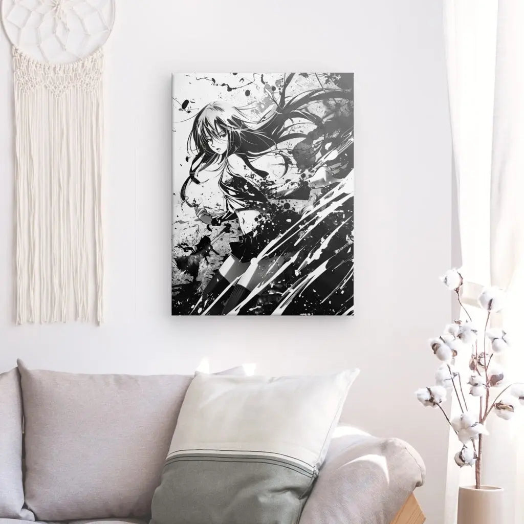 Tableau Manga Femme Anime Noir et Blanc - #tag1# - #tag2#