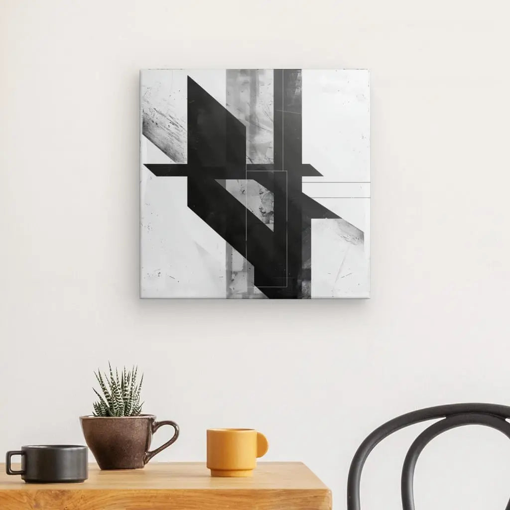 Tableau Dessin Abstrait Géométrique Noir et Blanc - #tag1# - #tag2#