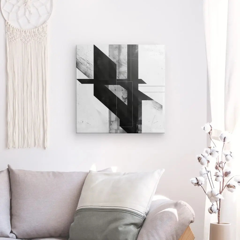 Tableau Dessin Abstrait Géométrique Noir et Blanc - #tag1# - #tag2#
