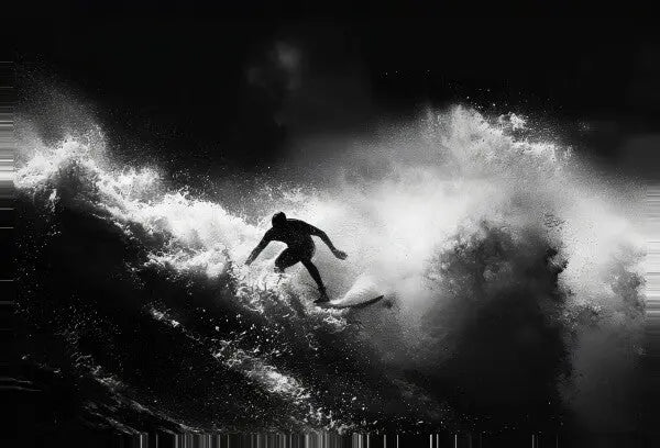 Tableau Surf Océan Noir et Blanc - #tag1# - #tag2#