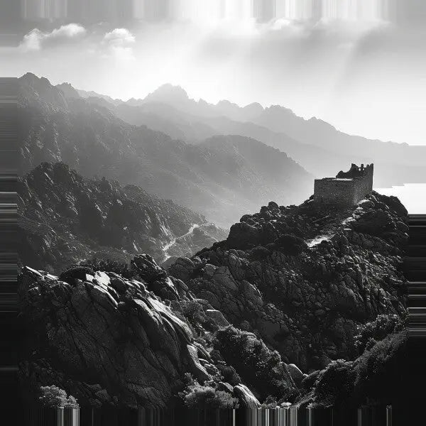 Tableau Corse Paysage Montagneux Noir et Blanc - #tag1# - #tag2#