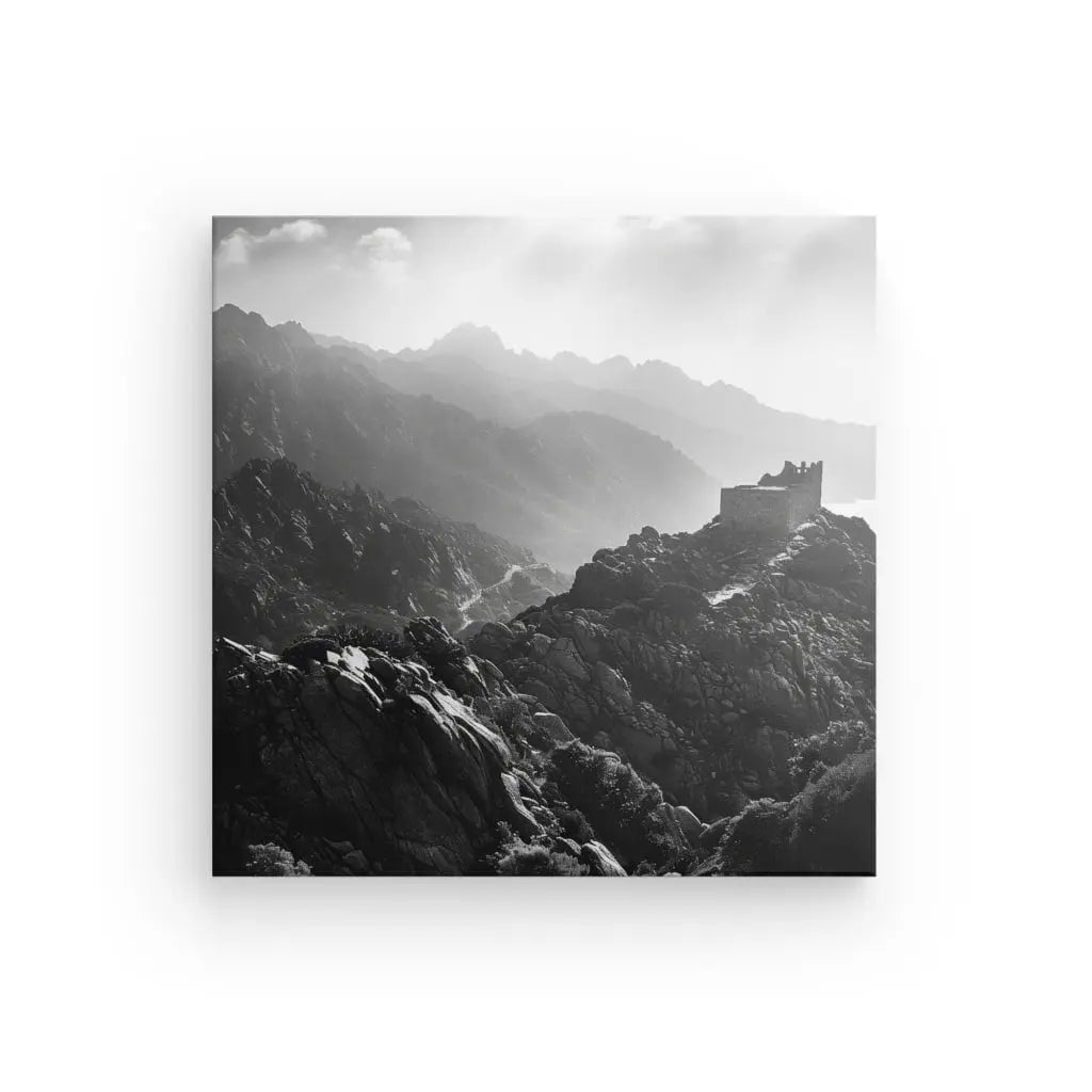 Tableau Corse Paysage Montagneux Noir et Blanc - #tag1# - #tag2#