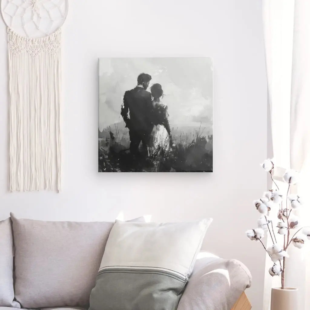 Tableau Couple Nature Peinture Noir et Blanc - #tag1# - #tag2#