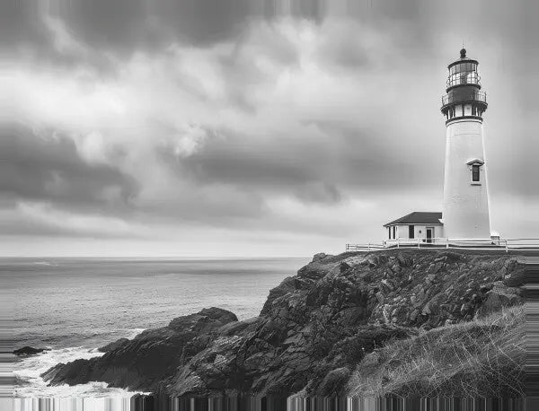 Tableau Phare Bateau Bord de Mer Noir et Blanc - #tag1# - #tag2#