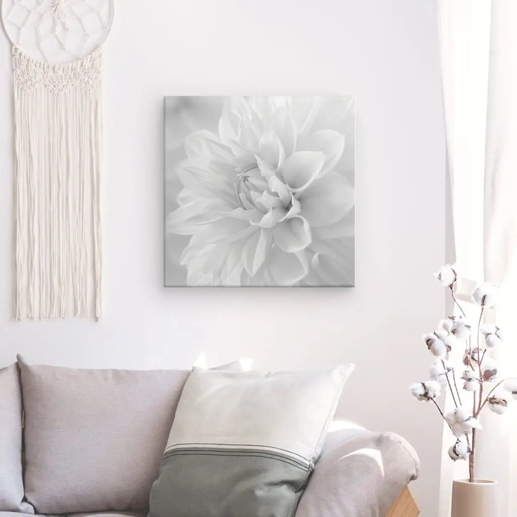 Tableau Fleur Blanche Pétales Noir et Blanc - #tag1# - #tag2#