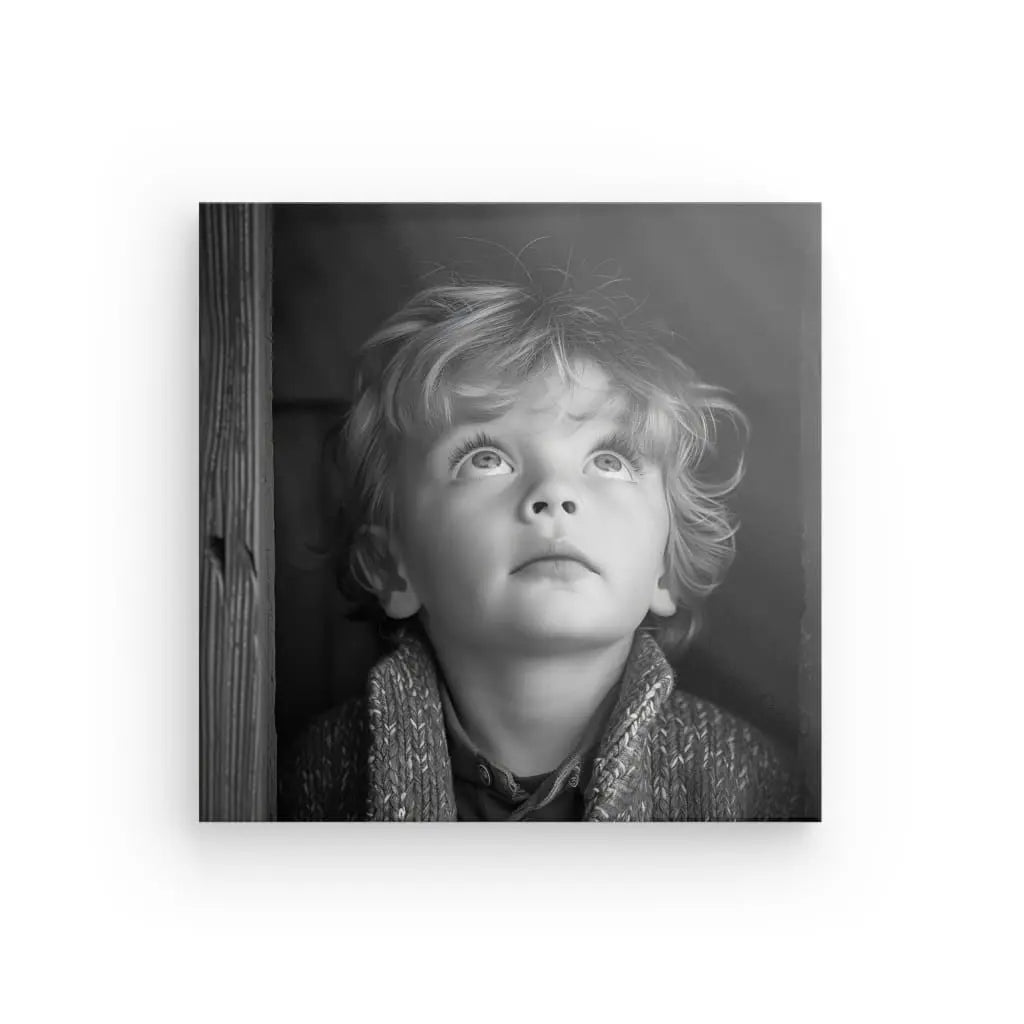 Tableau Jeune Garçon Tête Blonde Noir et Blanc - #tag1# - #tag2#