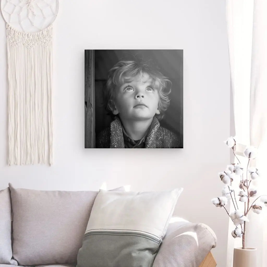 Tableau Jeune Garçon Tête Blonde Noir et Blanc - #tag1# - #tag2#