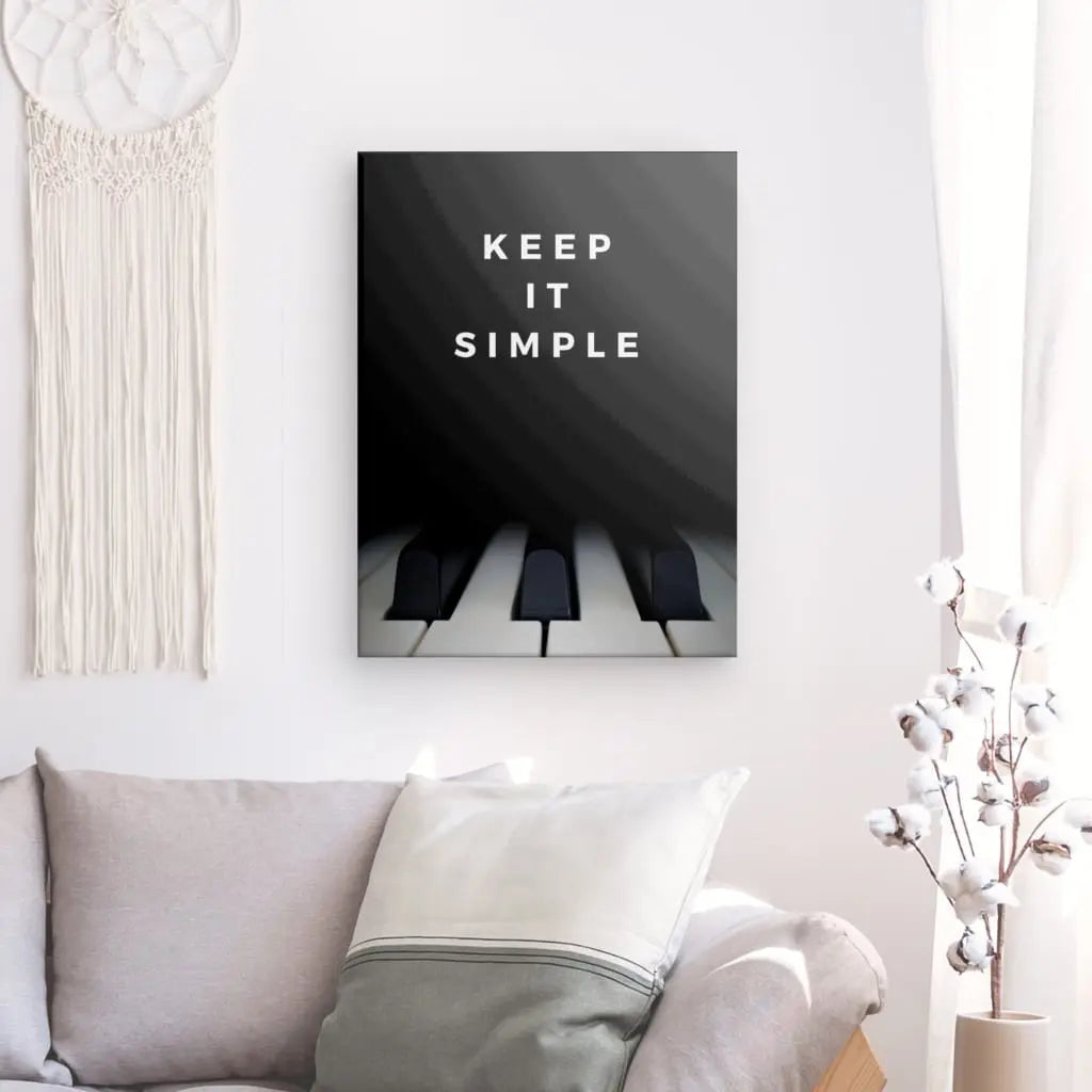Tableau Piano Citation "Keep it simple" Noir et Blanc - #tag1# - #tag2#