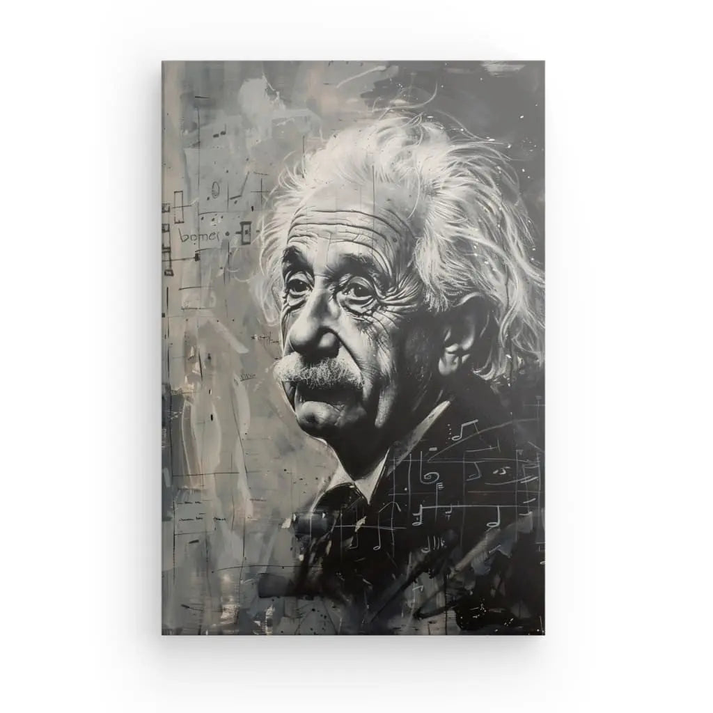 Tableau Peinture Einstein Physicien Noir et Blanc - #tag1# - #tag2#
