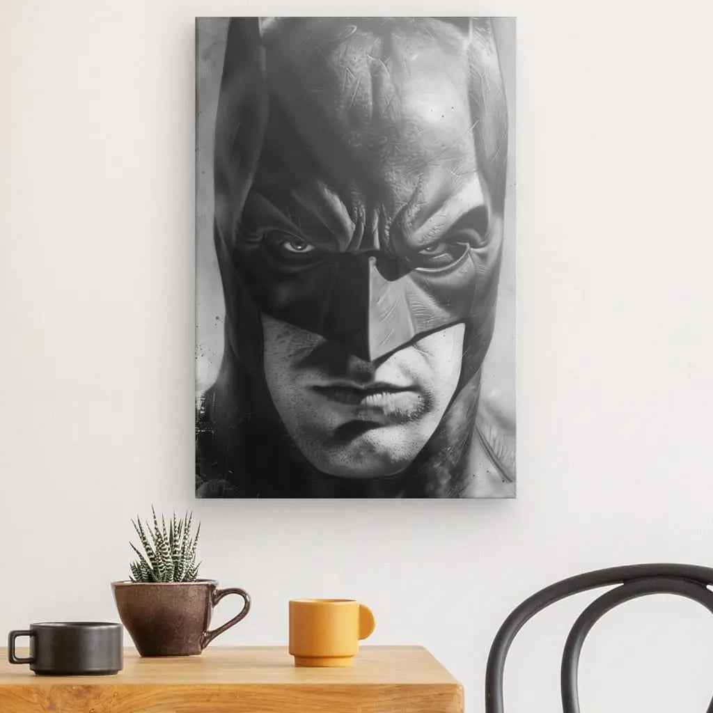 Tableau Portrait Batman Héro Masqué Noir et Blanc - #tag1# - #tag2#