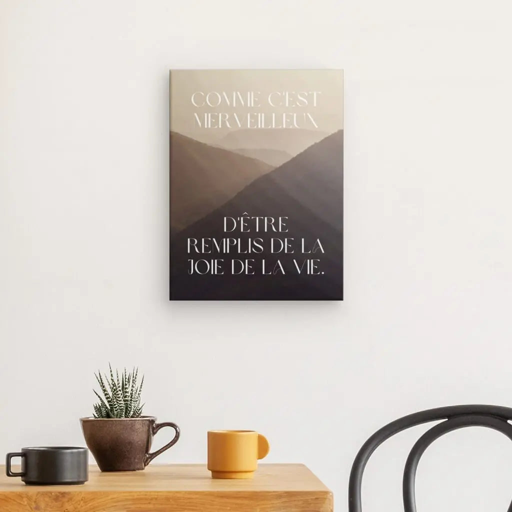 Tableau Citation Joie de vivre Beige Noir Blanc - #tag1# - #tag2#