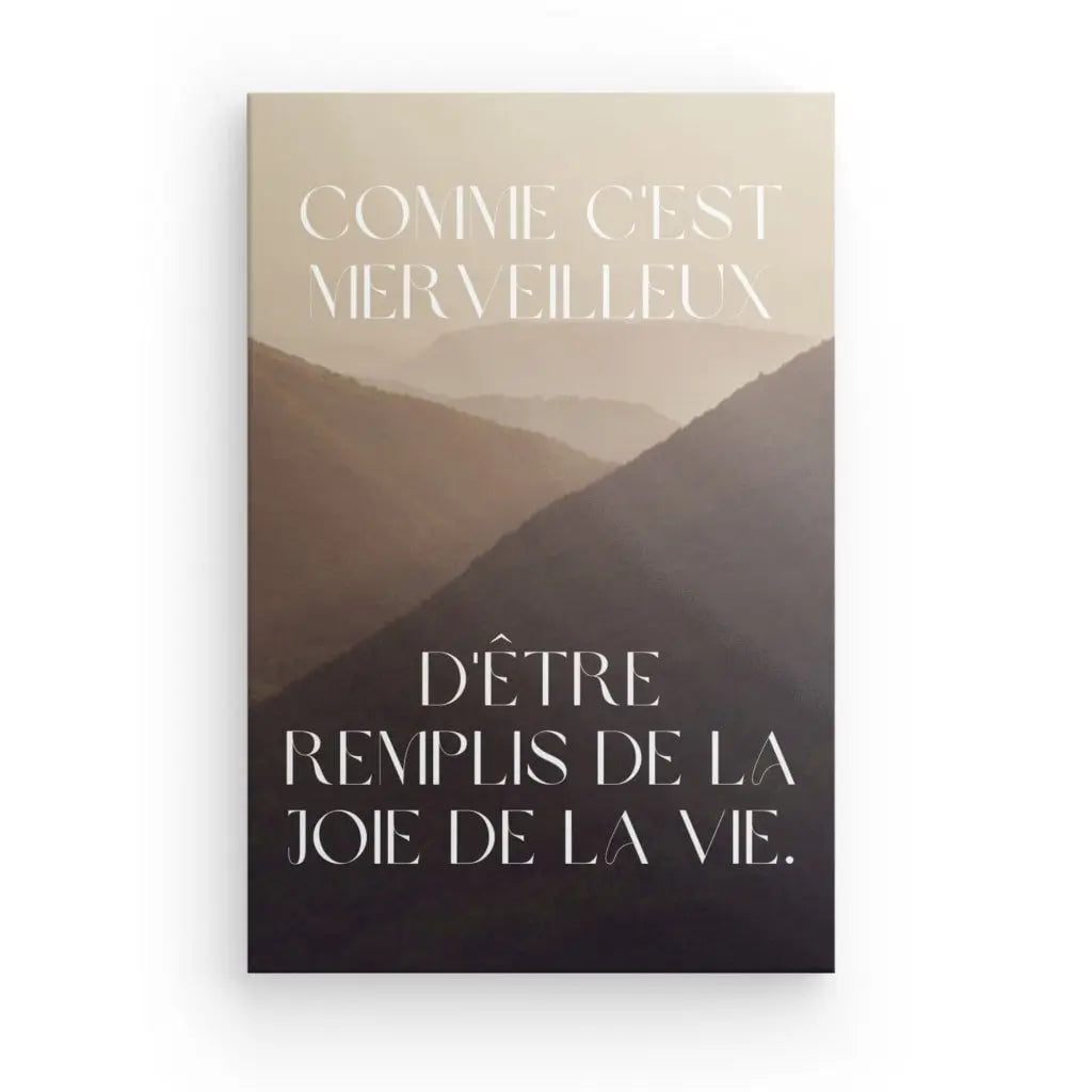 Tableau Citation Joie de vivre Beige Noir Blanc - #tag1# - #tag2#