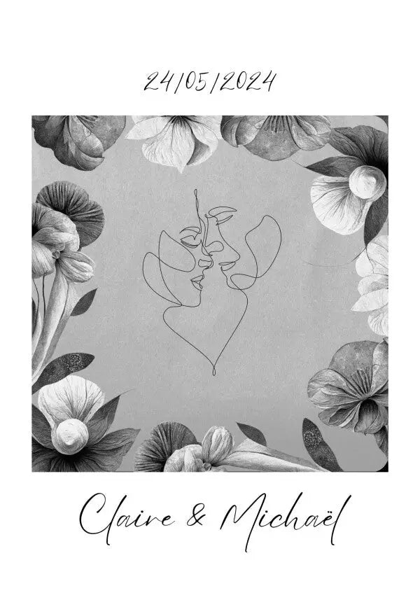 Tableau Personnalisé Couple Nom et Date Monochrome - #tag1# - #tag2#