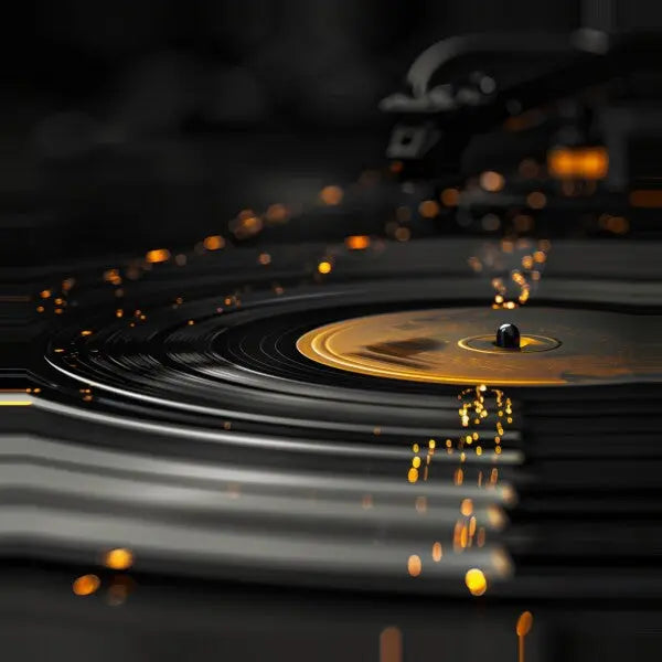 Tableau Vinyle Musique Noir et Doré - #tag1# - #tag2#