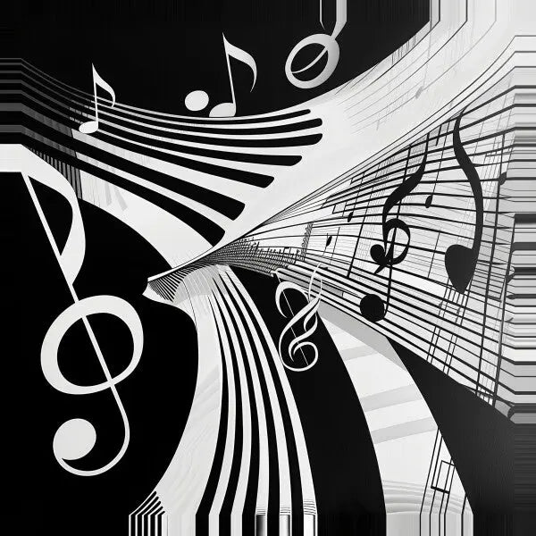 Tableau Notes Musique Noir et Blanc - #tag1# - #tag2#